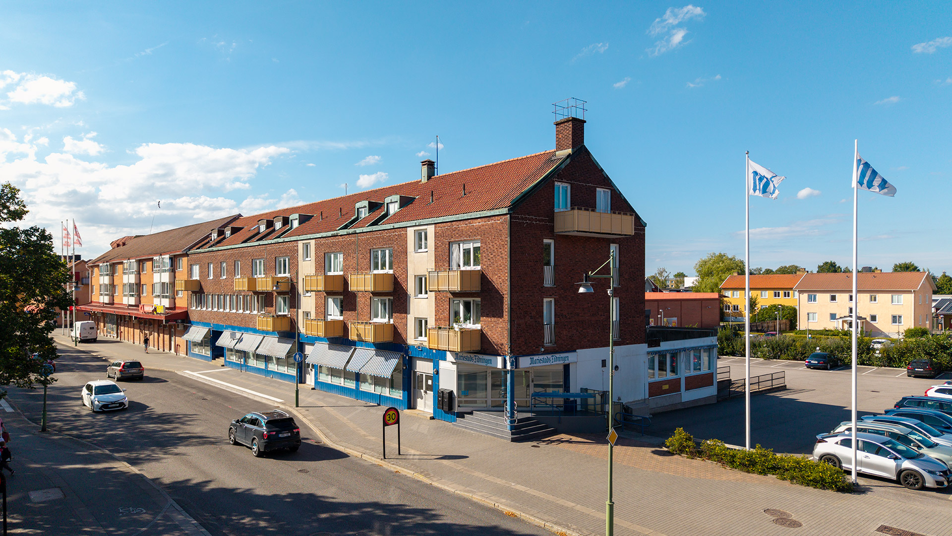 Drönarfoto på fastigheten Enen 21 i Mariestad