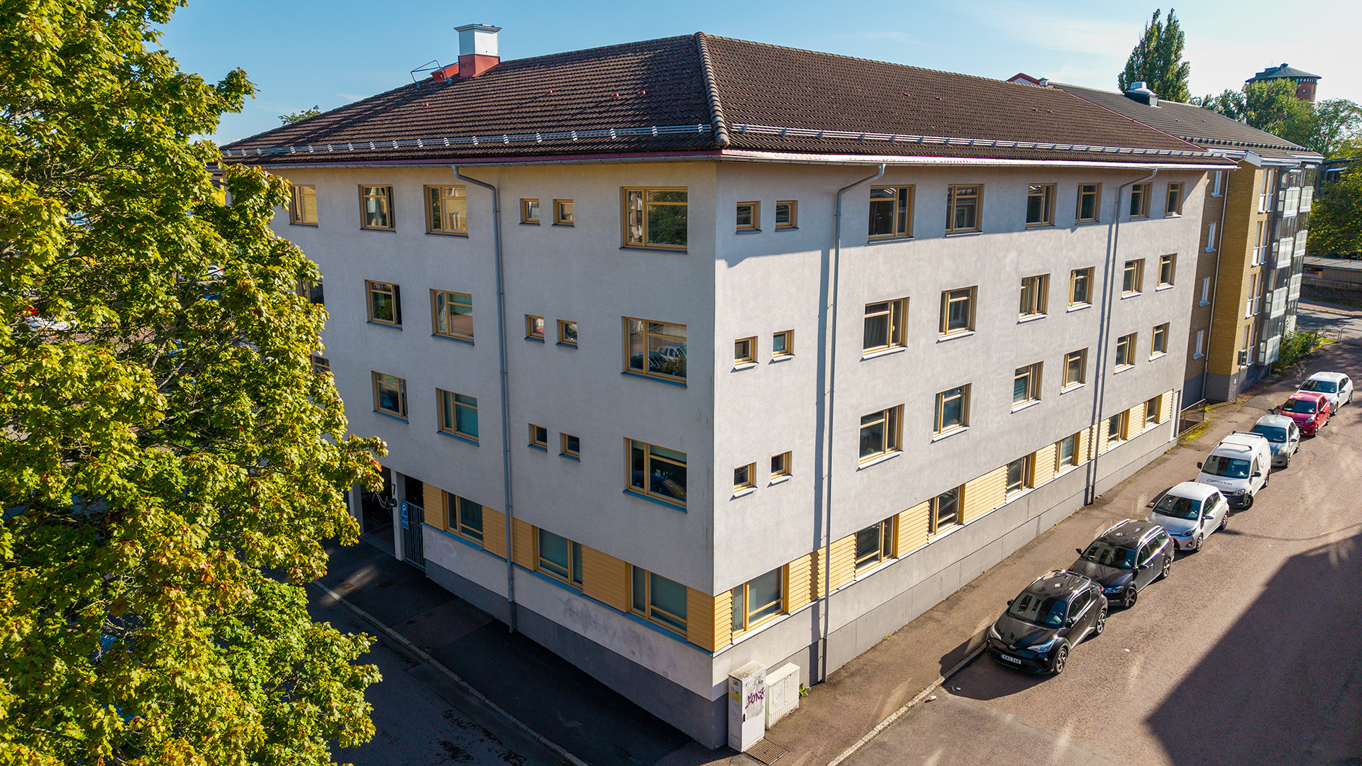 Drönarfoto över fastigheten Hästen 4 i Karlstad
